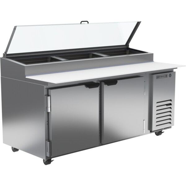 Refrigerated Pizza Prep Table, Two Door, 72", Stainless Steel
